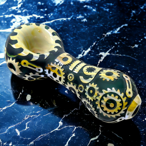 BIIGO Glass By Lookah - 5.5" Stunning Sand Blasted Motorific Popcrafted Art Hand Pipe - [YD-8]